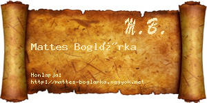 Mattes Boglárka névjegykártya